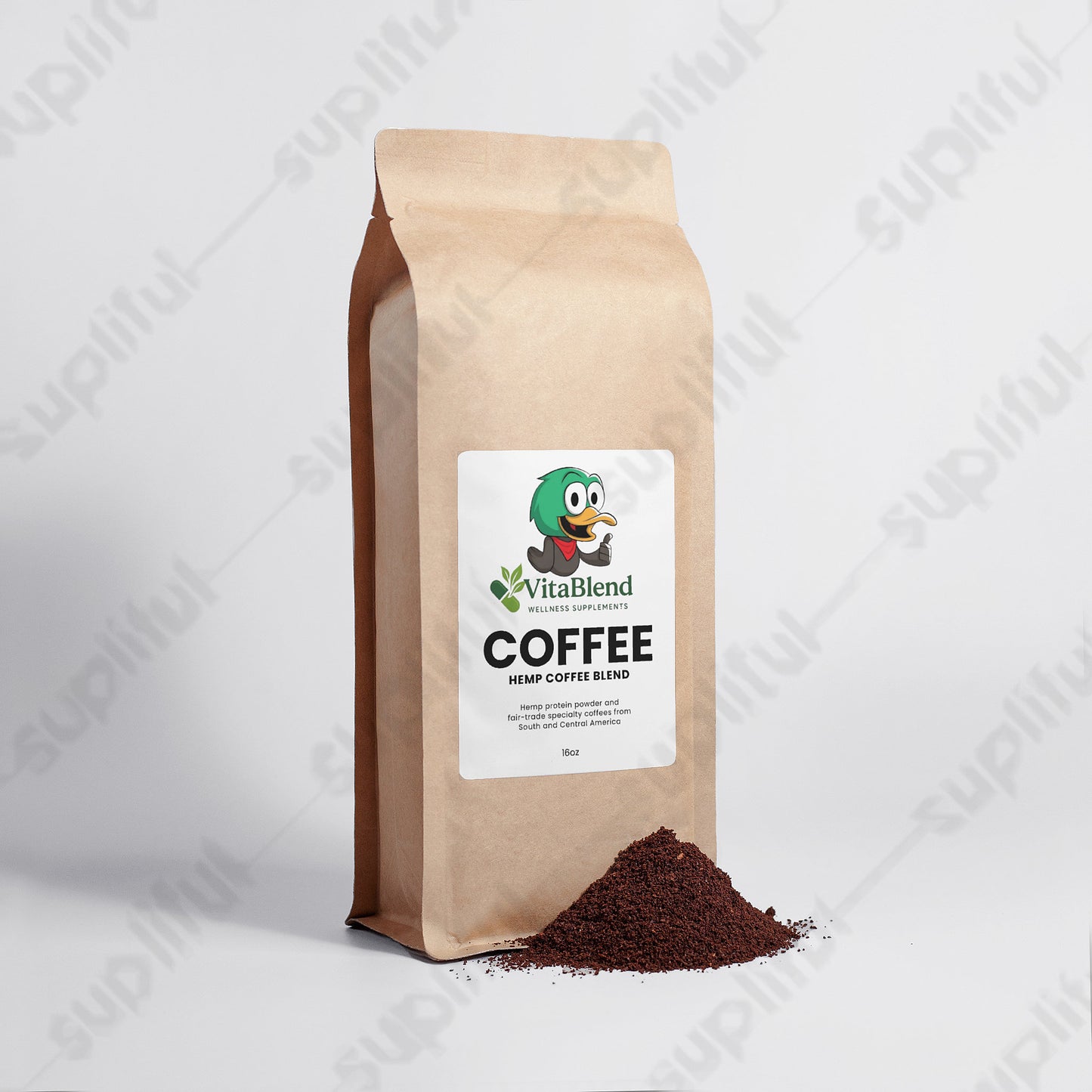 Hemp Coffee Blend - Medium Roast 16oz by Vitablend Wellness Supplement