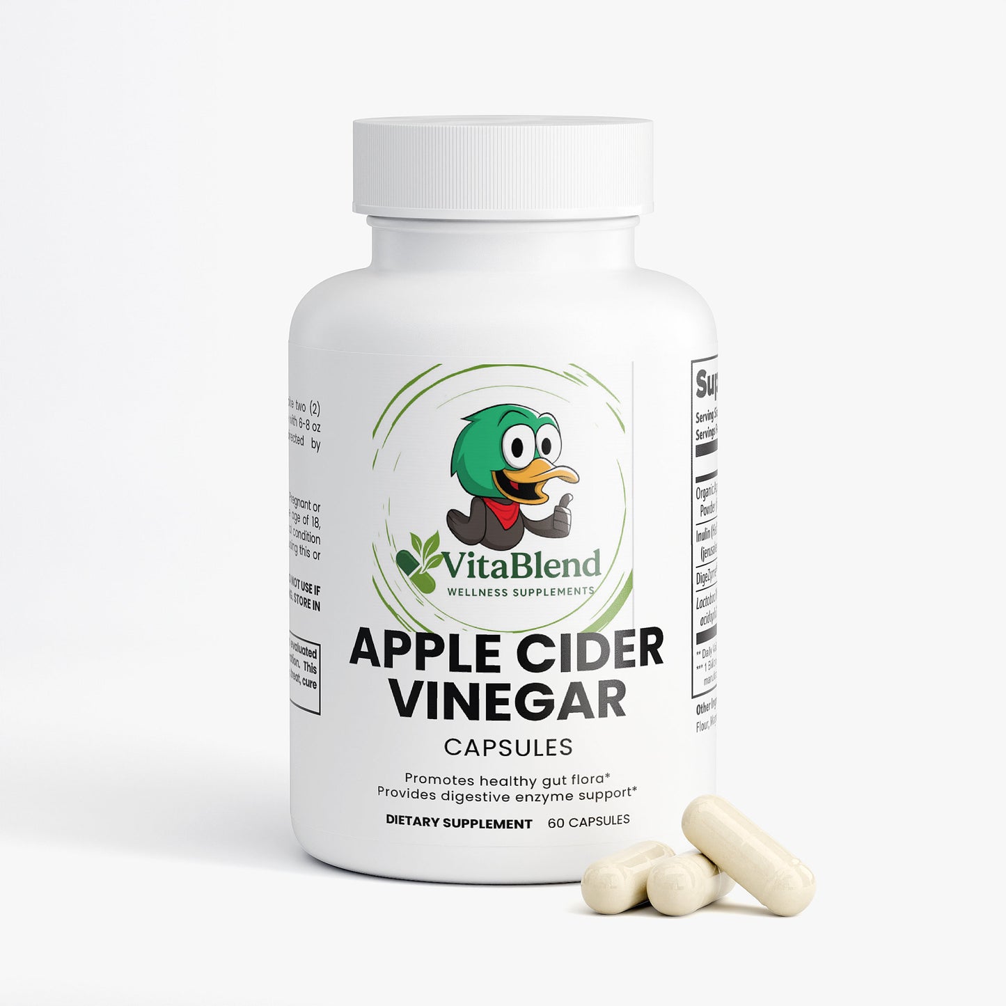 Apple Cider Vinegar Capsules with Prebiotics, Probiotics & Enzymes – Digestive & Gut Health (1000 mg, 60 Capsules)