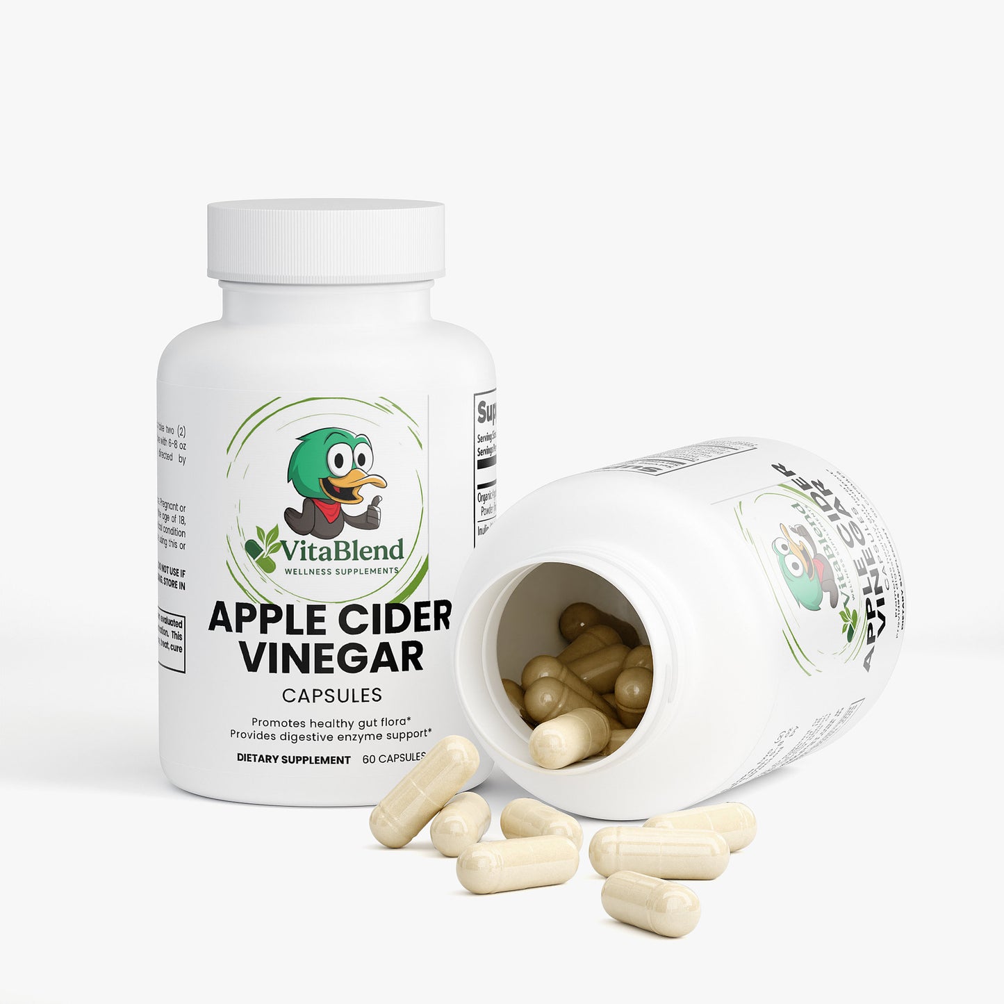 Apple Cider Vinegar Capsules with Prebiotics, Probiotics & Enzymes – Digestive & Gut Health (1000 mg, 60 Capsules)