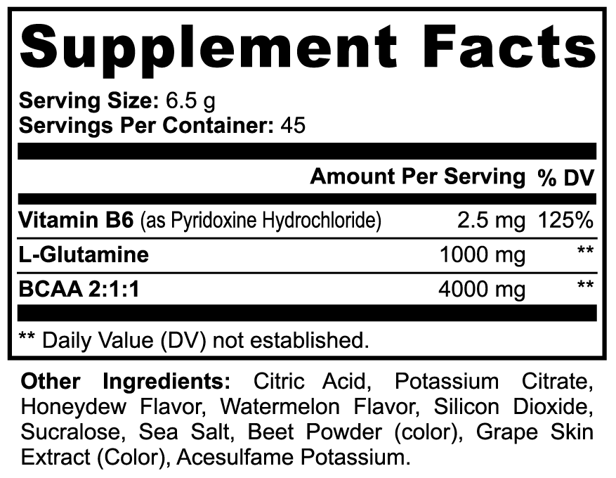 BCAA Post Workout Powder (Honeydew/Watermelon) By VitaBlend Wellness Supplements