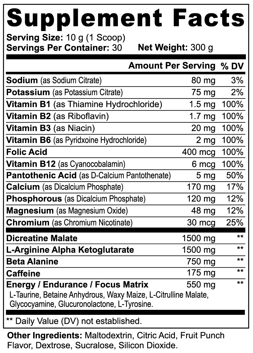 Nitric Shock Pre-Workout Powder (Fruit Punch) by VitaBlend Wellness Supplements