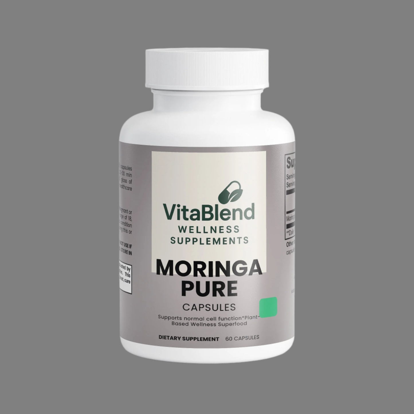 Vitab Blend Moringa Pure supplement bottle on a white background
