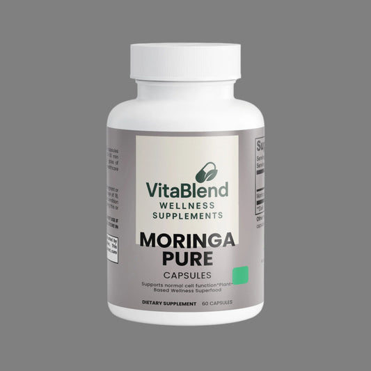 Vitab Blend Moringa Pure supplement bottle on a white background